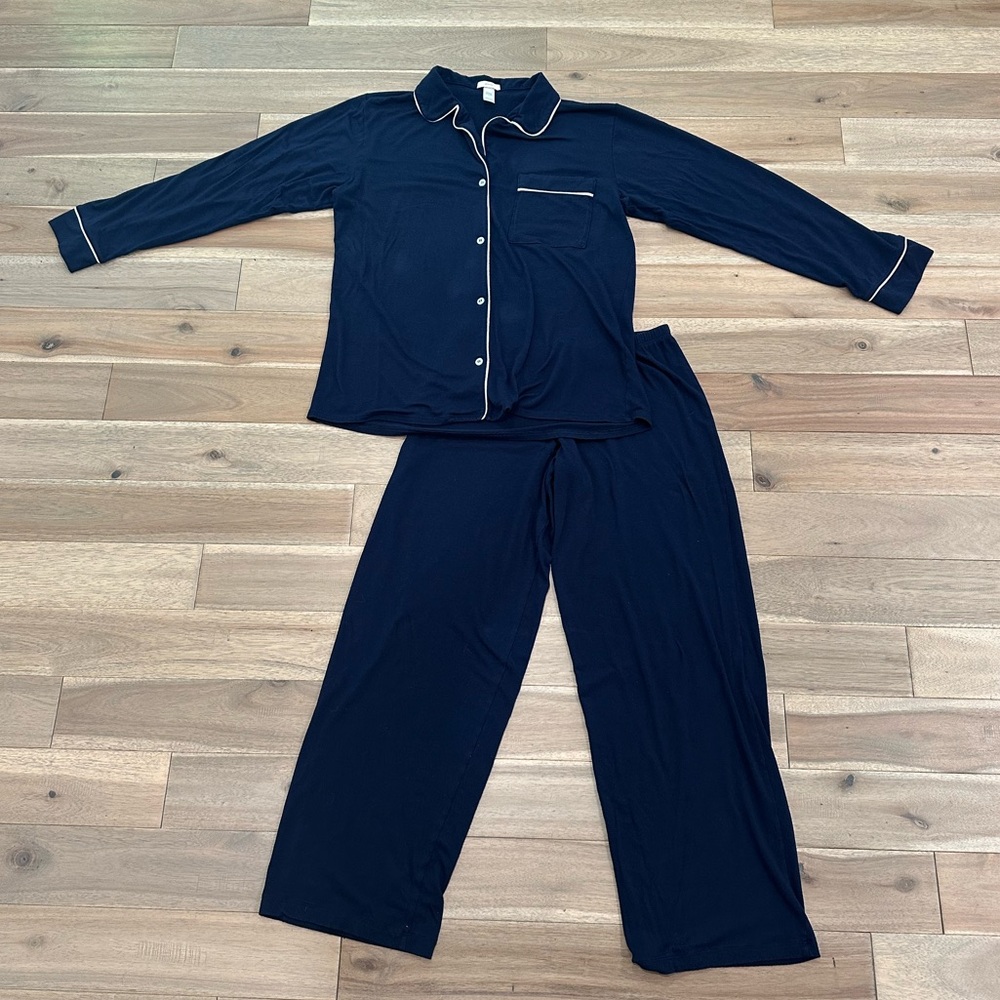 Eberjey Navy Blue long sleeve pajama set